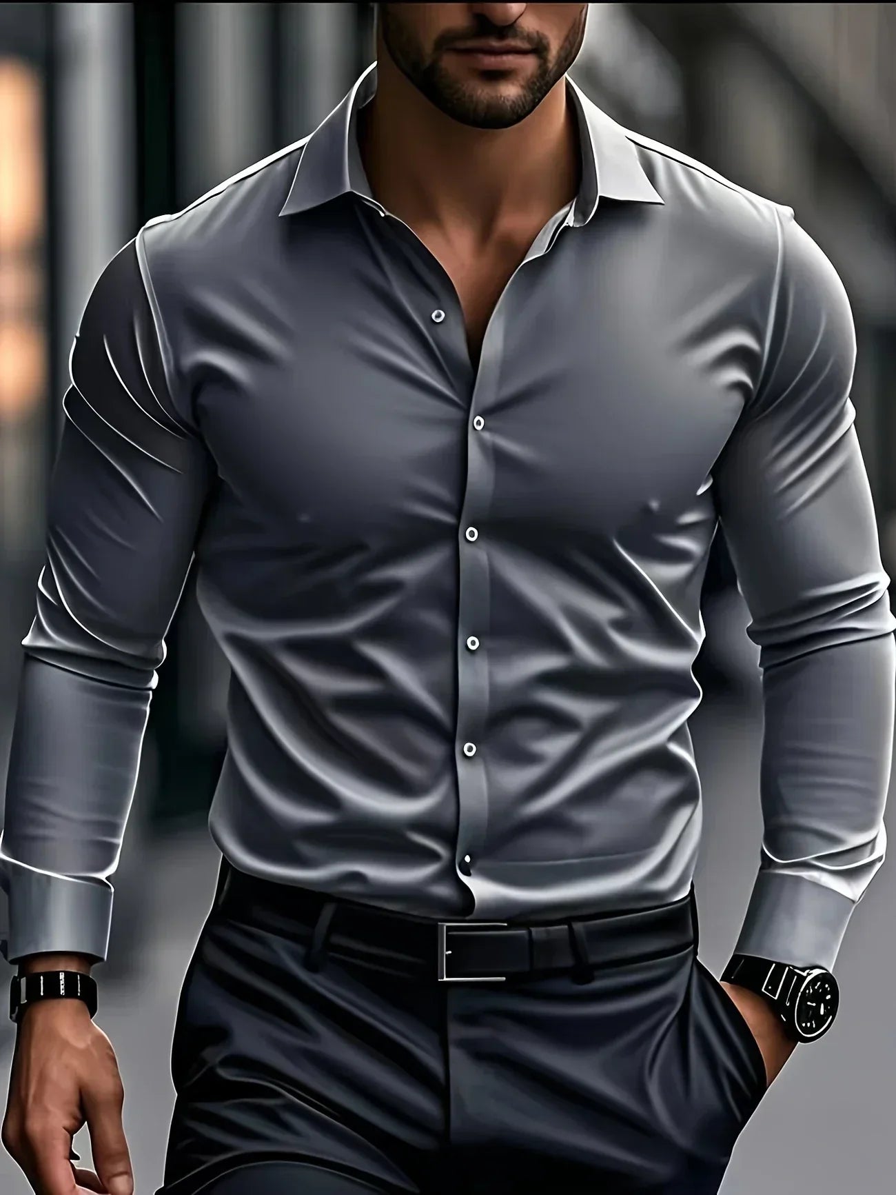 Elegante camicia a maniche lunghe con bottoni