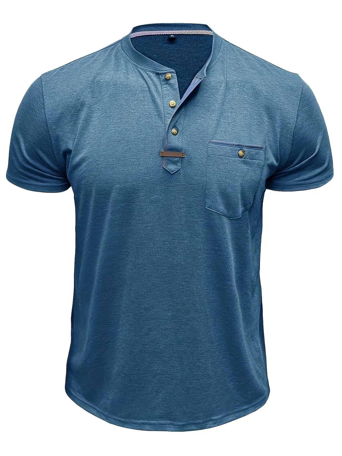 T-shirt elegante con colletto rotondo e tasca