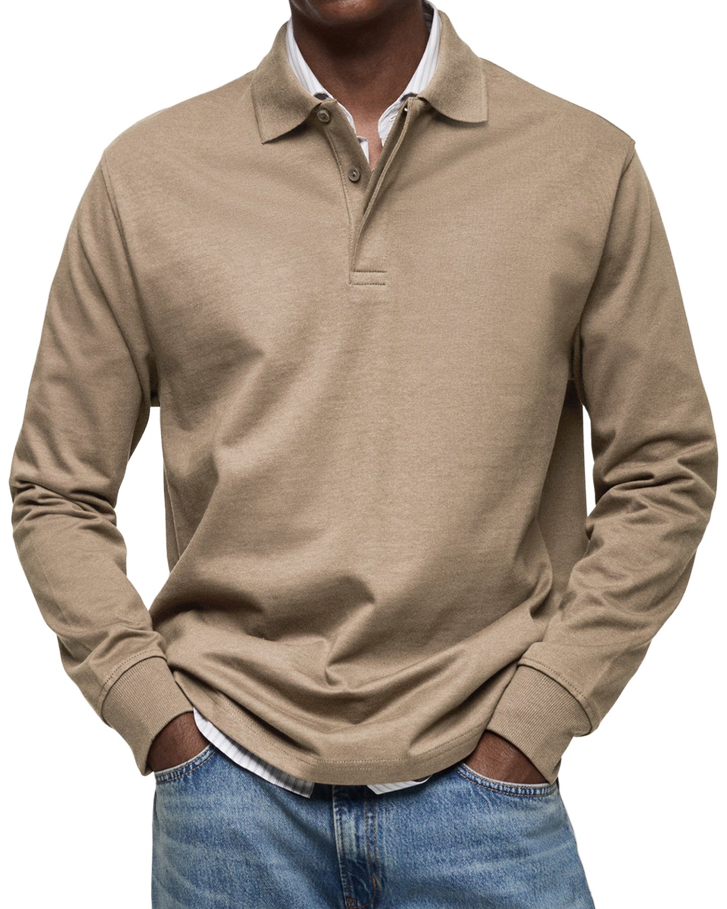 Camicia polo casual a maniche lunghe