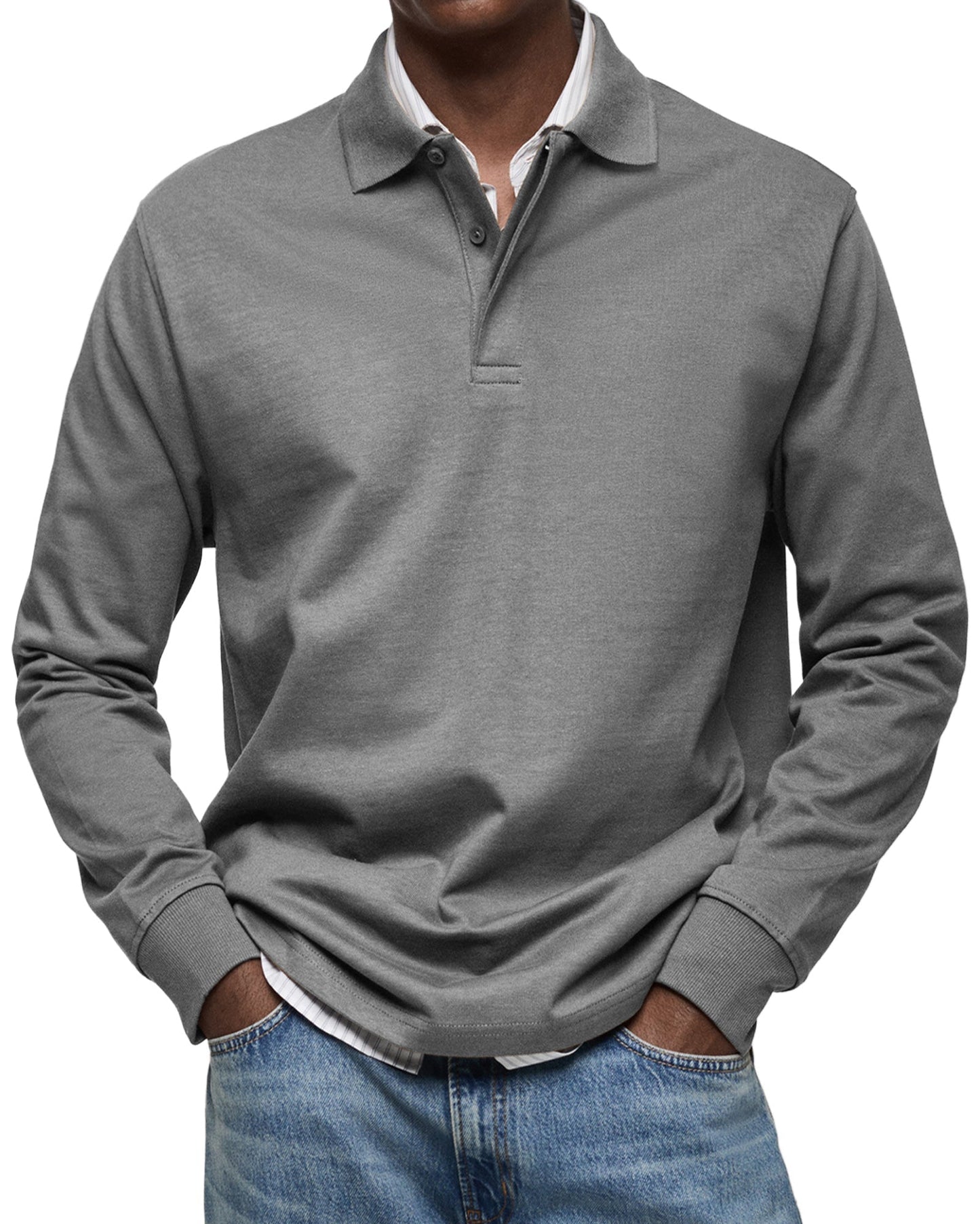 Camicia polo casual a maniche lunghe