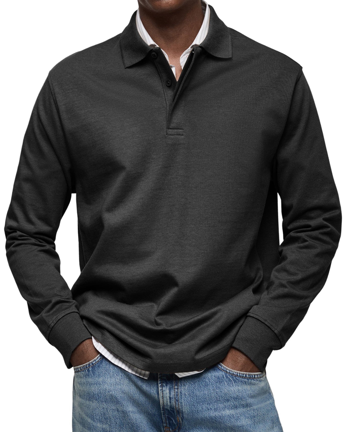 Camicia polo casual a maniche lunghe