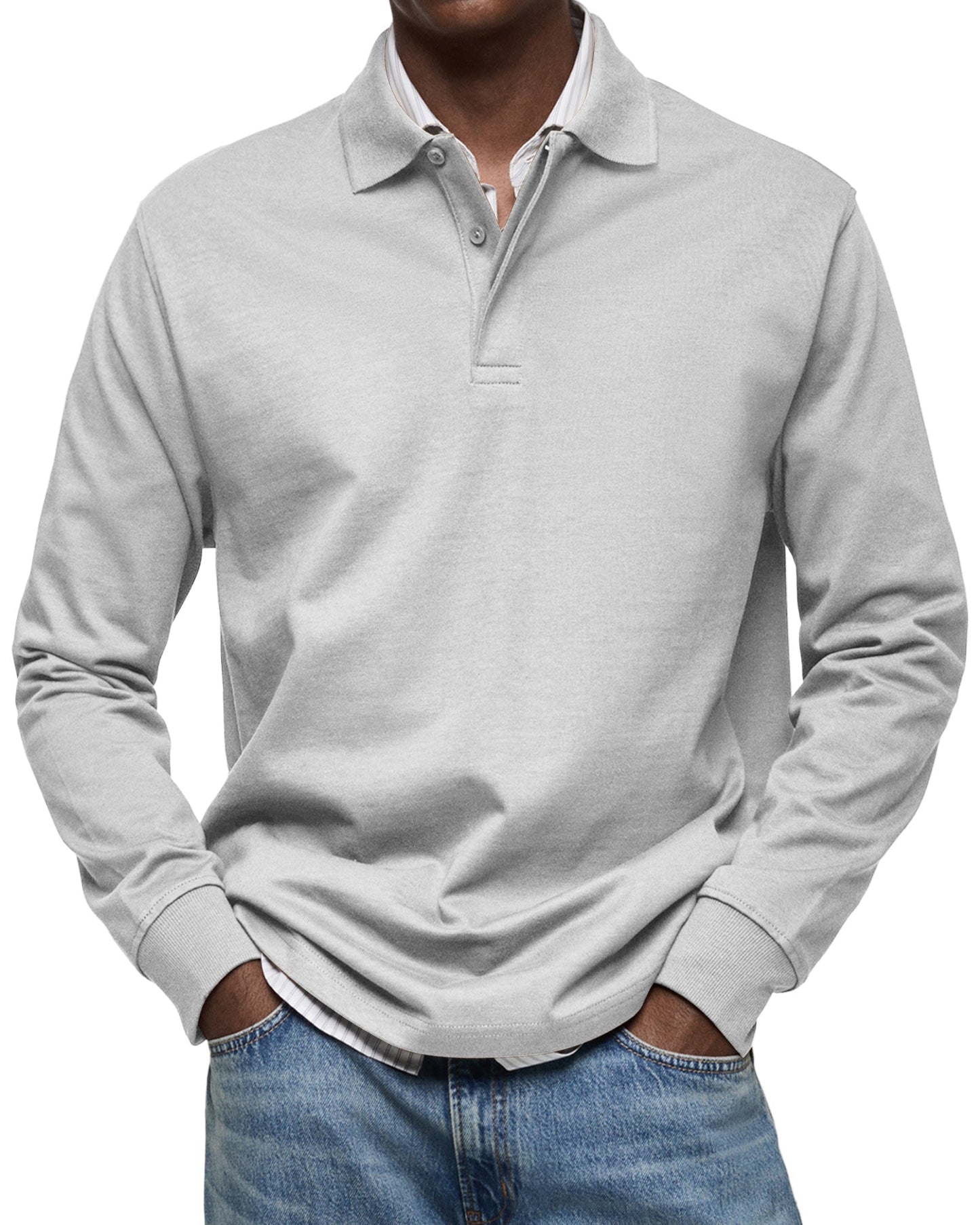 Camicia polo casual a maniche lunghe