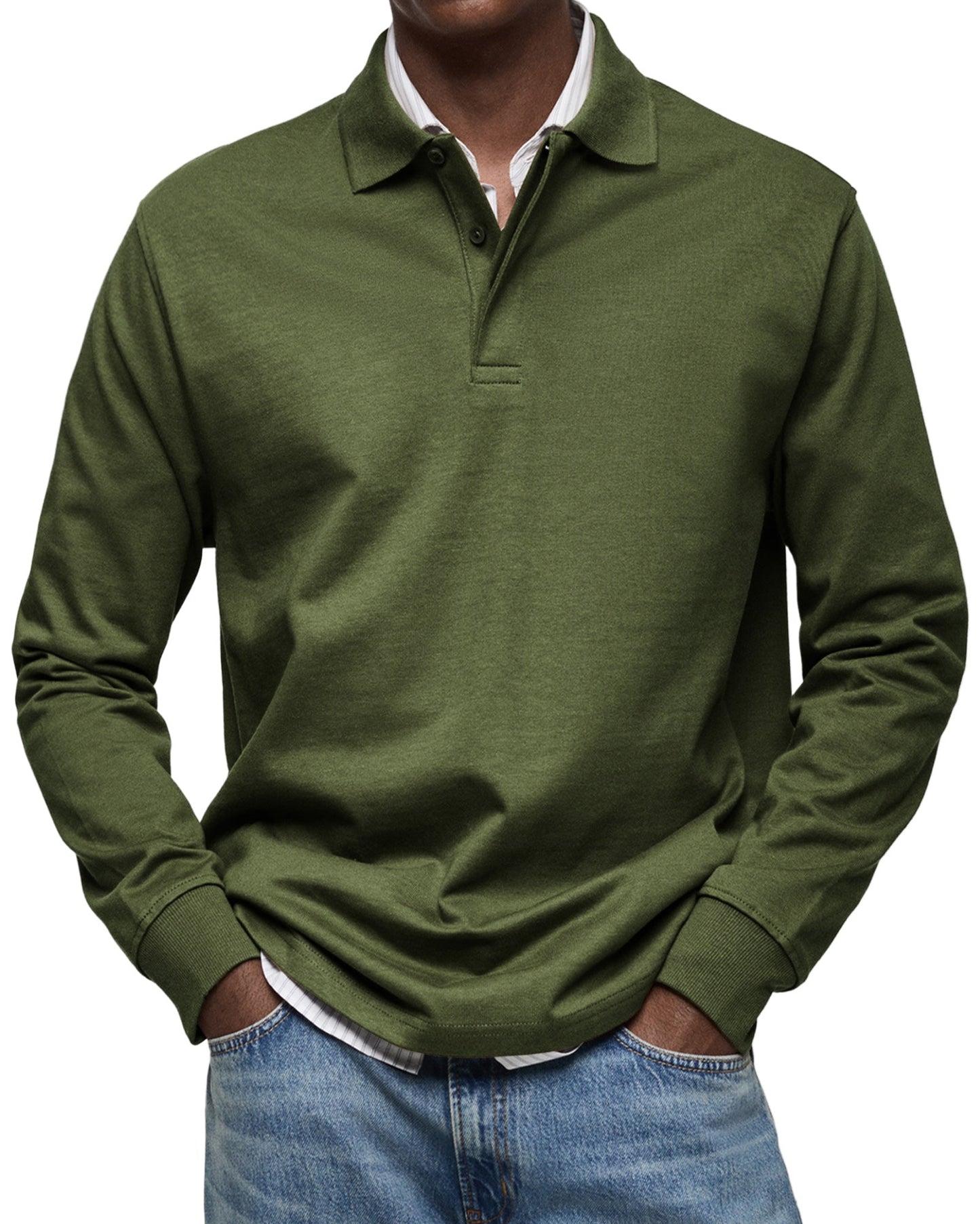 Camicia polo casual a maniche lunghe