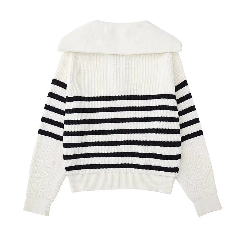 Maglione a righe con zip