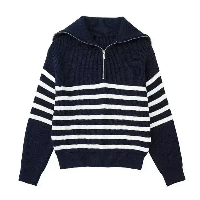 Maglione a righe con zip