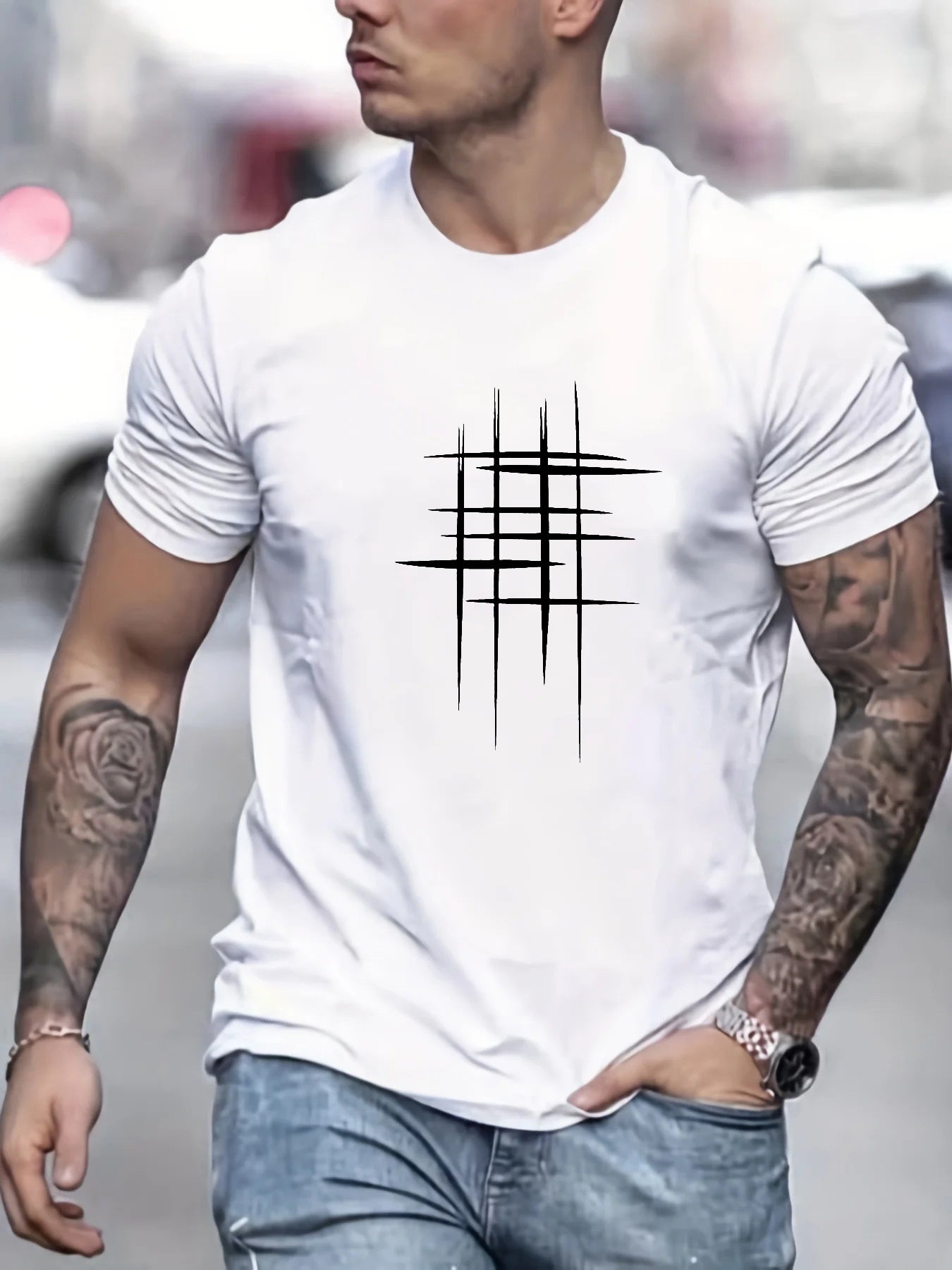 T-shirt elegante a manica corta con stampa grafica