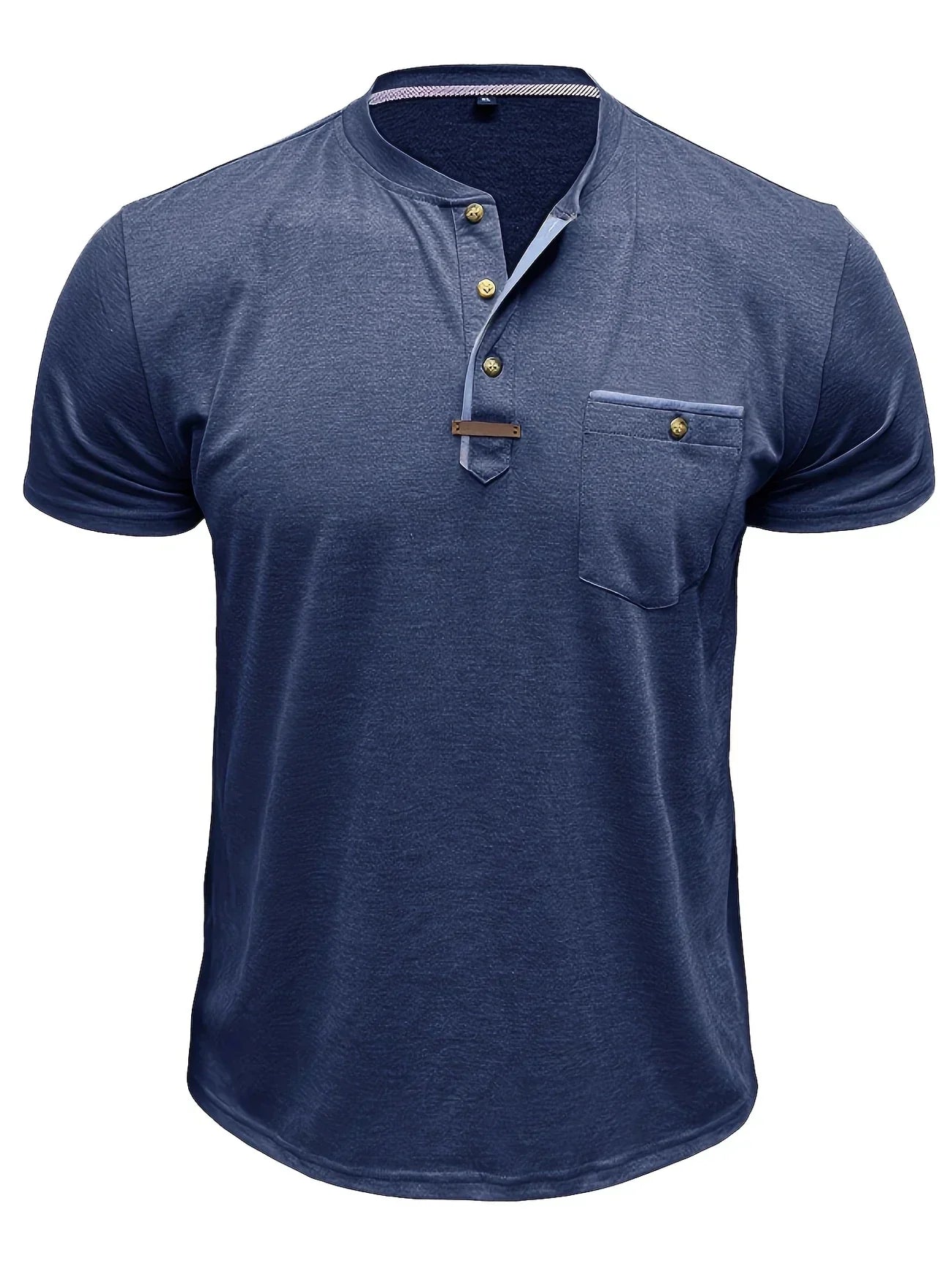 T-shirt elegante con colletto rotondo e tasca