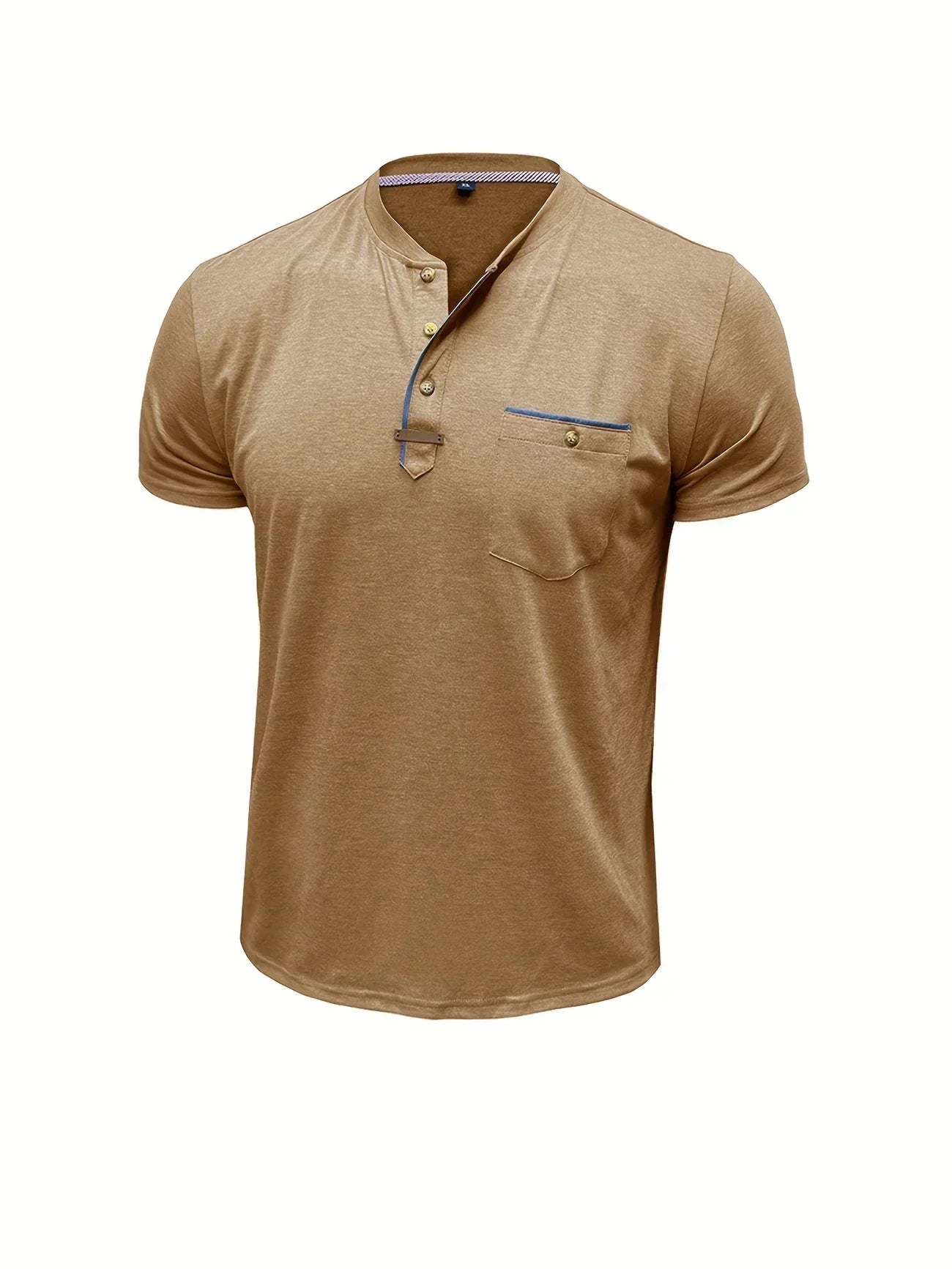 T-shirt elegante con colletto rotondo e tasca