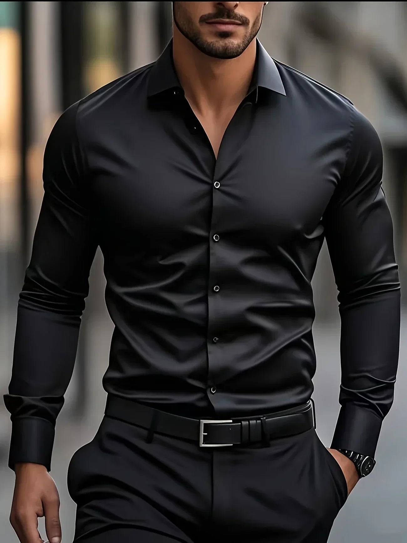 Elegante camicia a maniche lunghe con bottoni