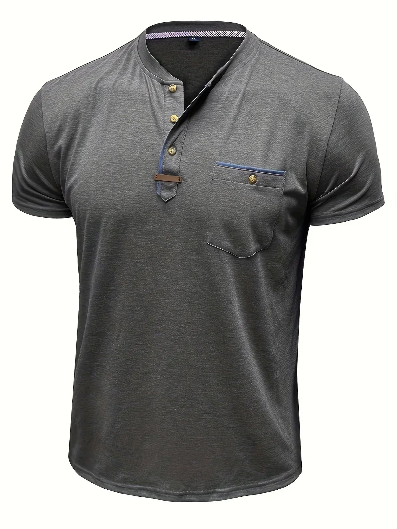 T-shirt elegante con colletto rotondo e tasca