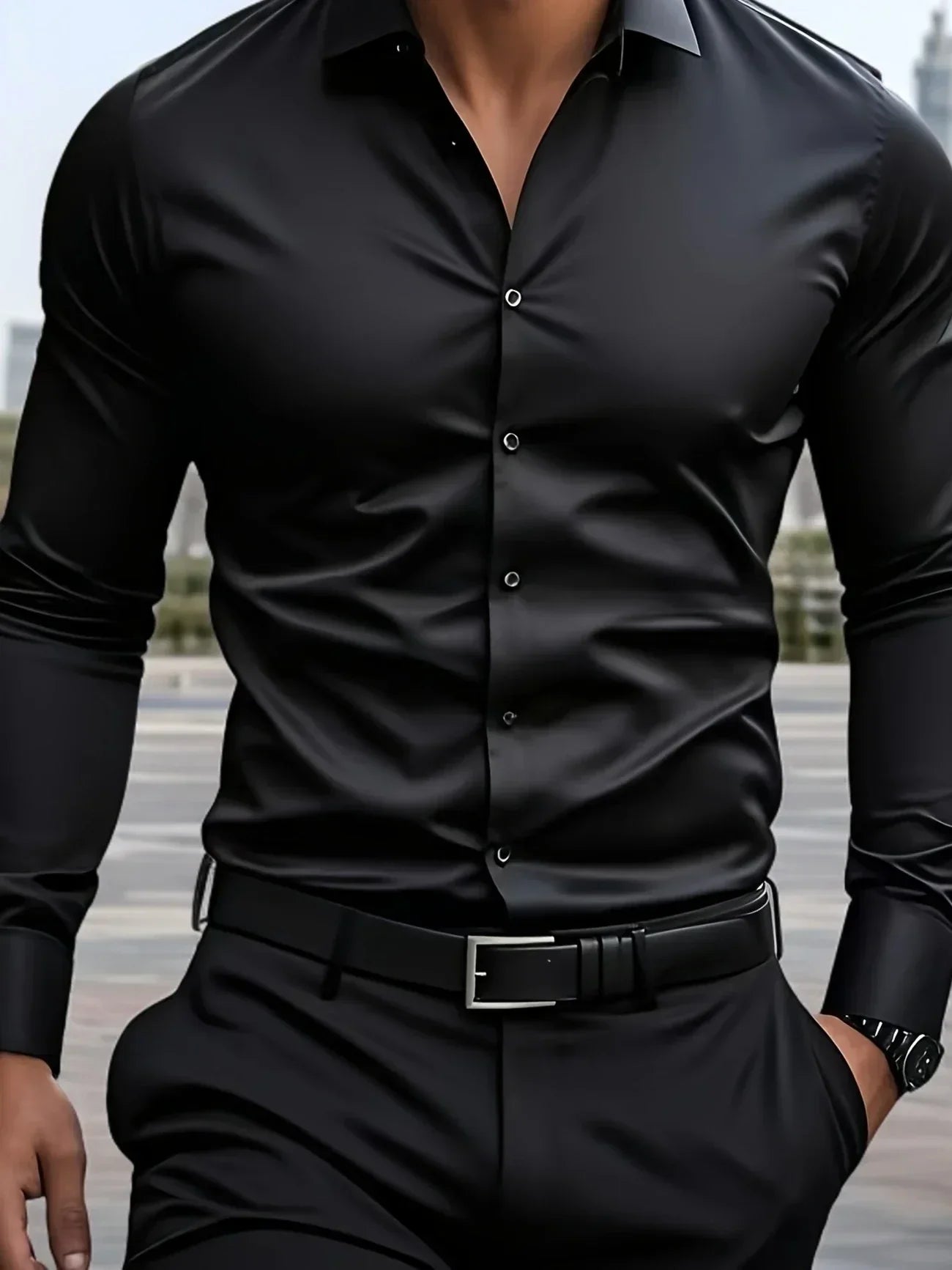 Elegante camicia a maniche lunghe con bottoni