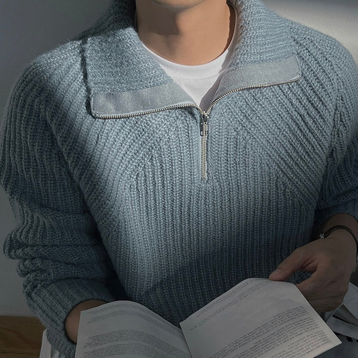 Pullover Azure a quarti di zip.