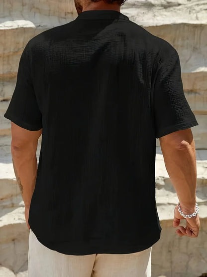 Camicia estiva elegante con collo alto