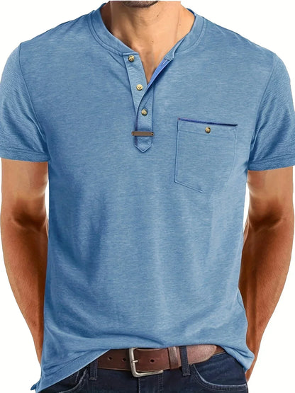 T-shirt elegante con colletto rotondo e tasca