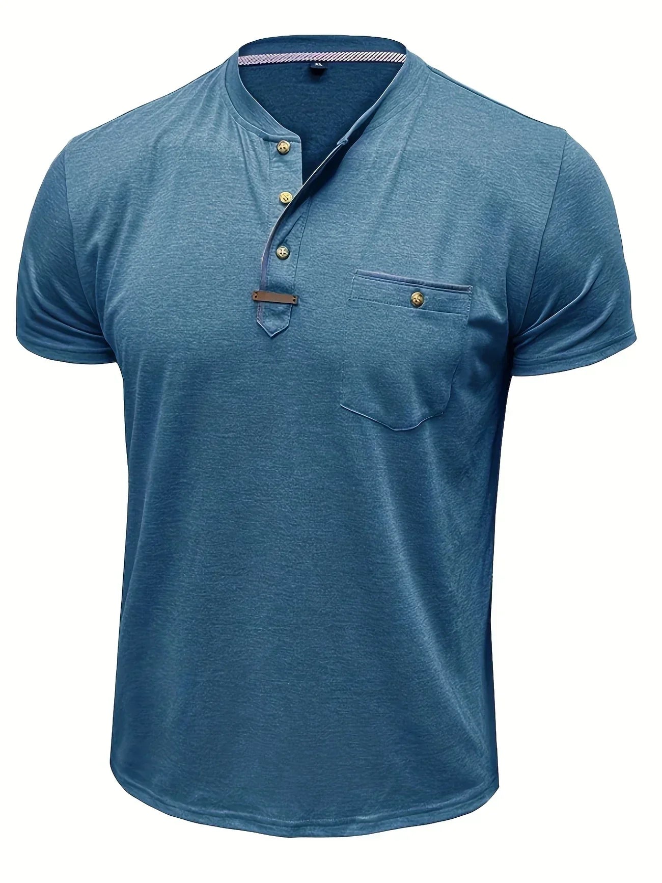 T-shirt elegante con colletto rotondo e tasca