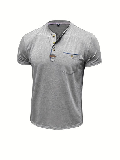 T-shirt elegante con colletto rotondo e tasca