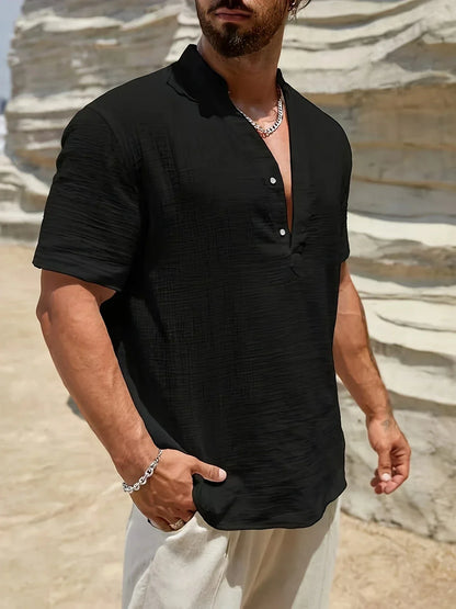 Camicia estiva elegante con collo alto