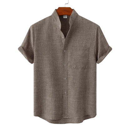 Camicia in cotone unita con bottoni.
