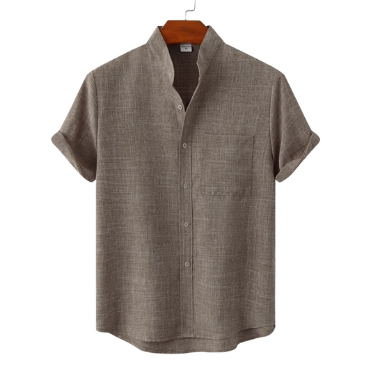 Camicia in cotone unita con bottoni.