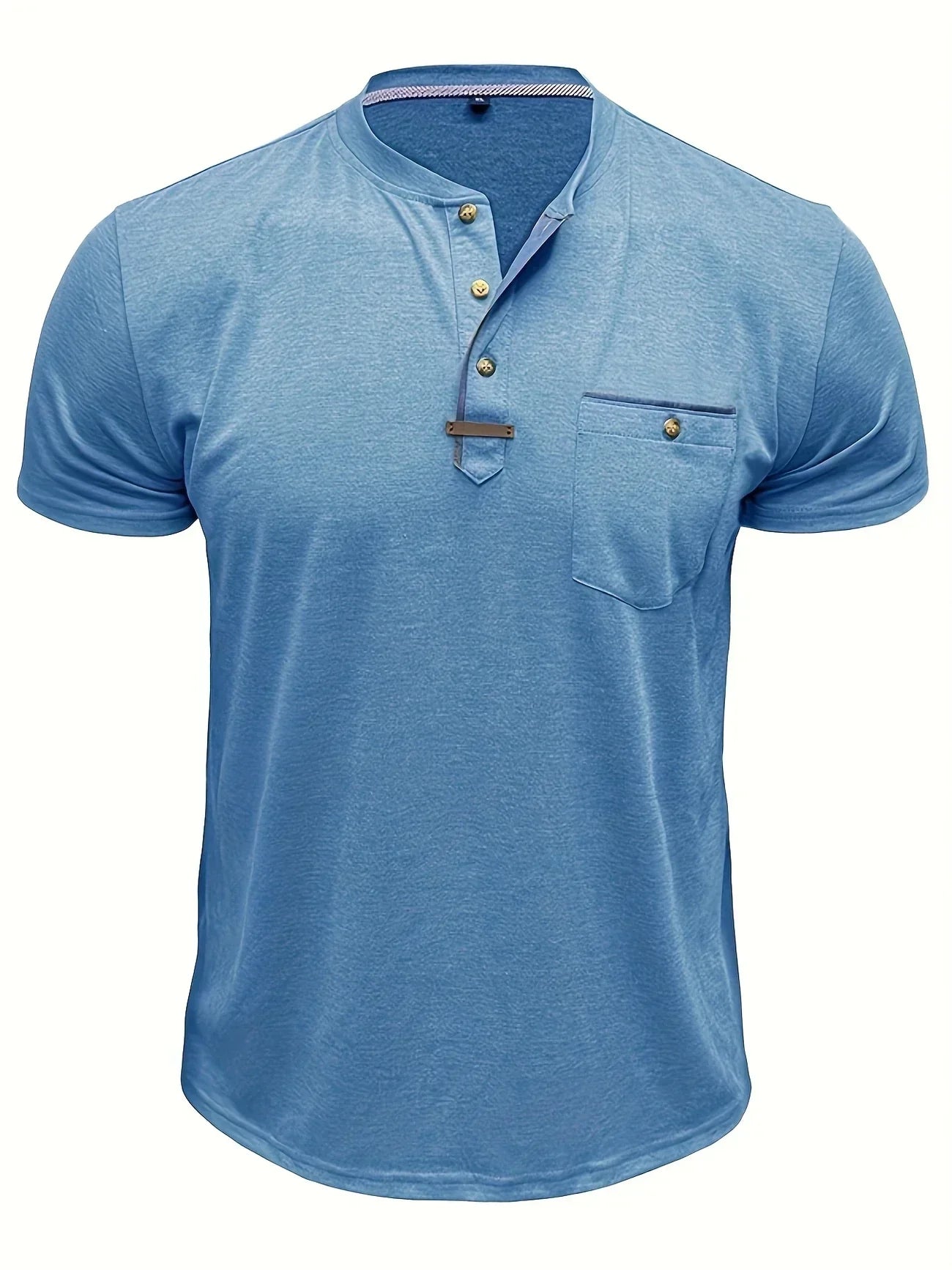 T-shirt elegante con colletto rotondo e tasca