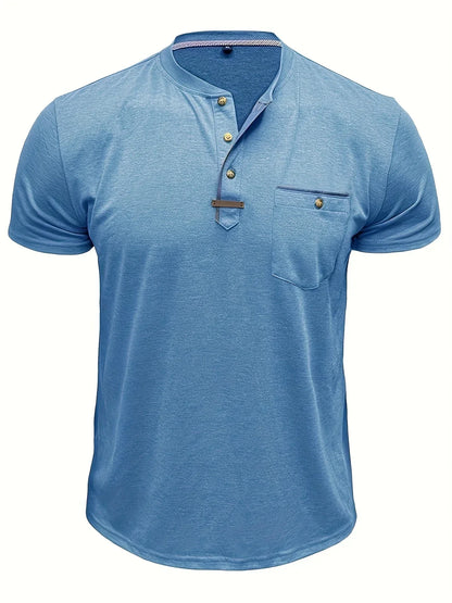 T-shirt elegante con colletto rotondo e tasca