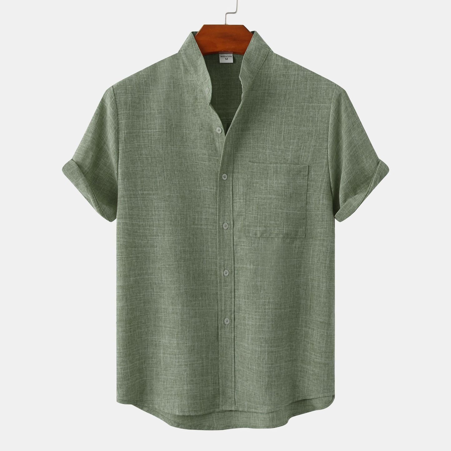 Camicia in cotone unita con bottoni.