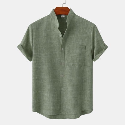 Camicia in cotone unita con bottoni.
