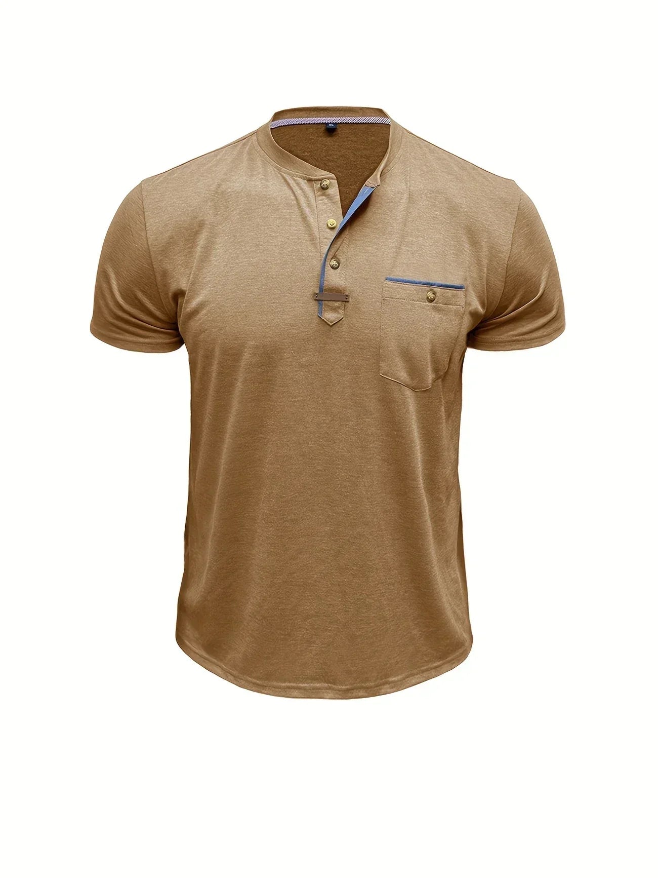T-shirt elegante con colletto rotondo e tasca