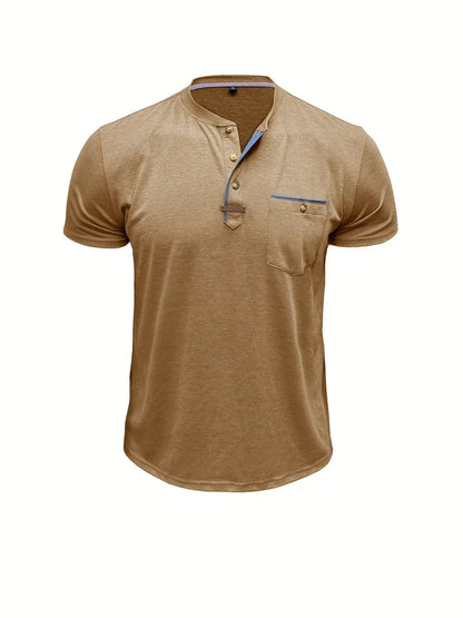T-shirt elegante con colletto rotondo e tasca
