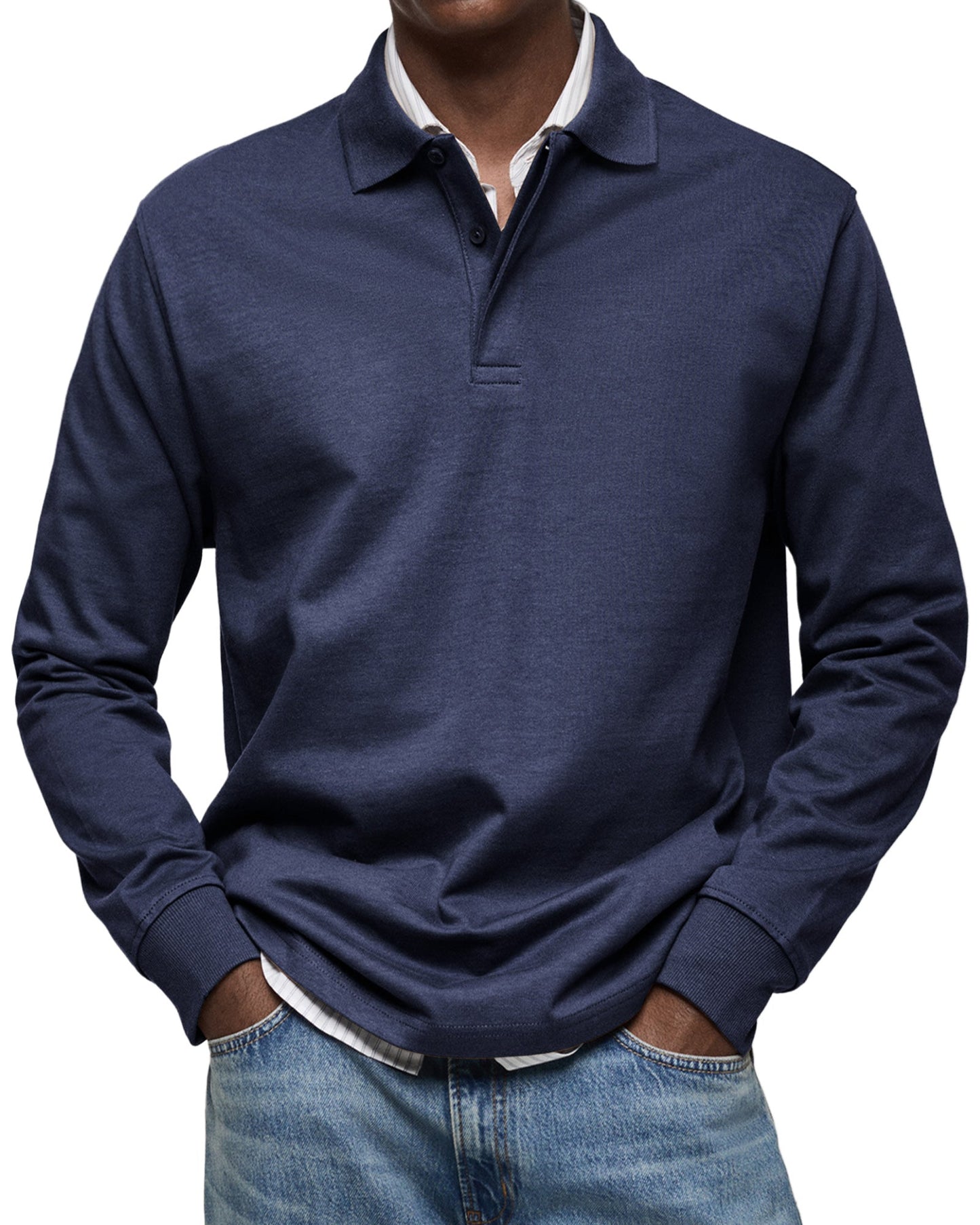 Camicia polo casual a maniche lunghe