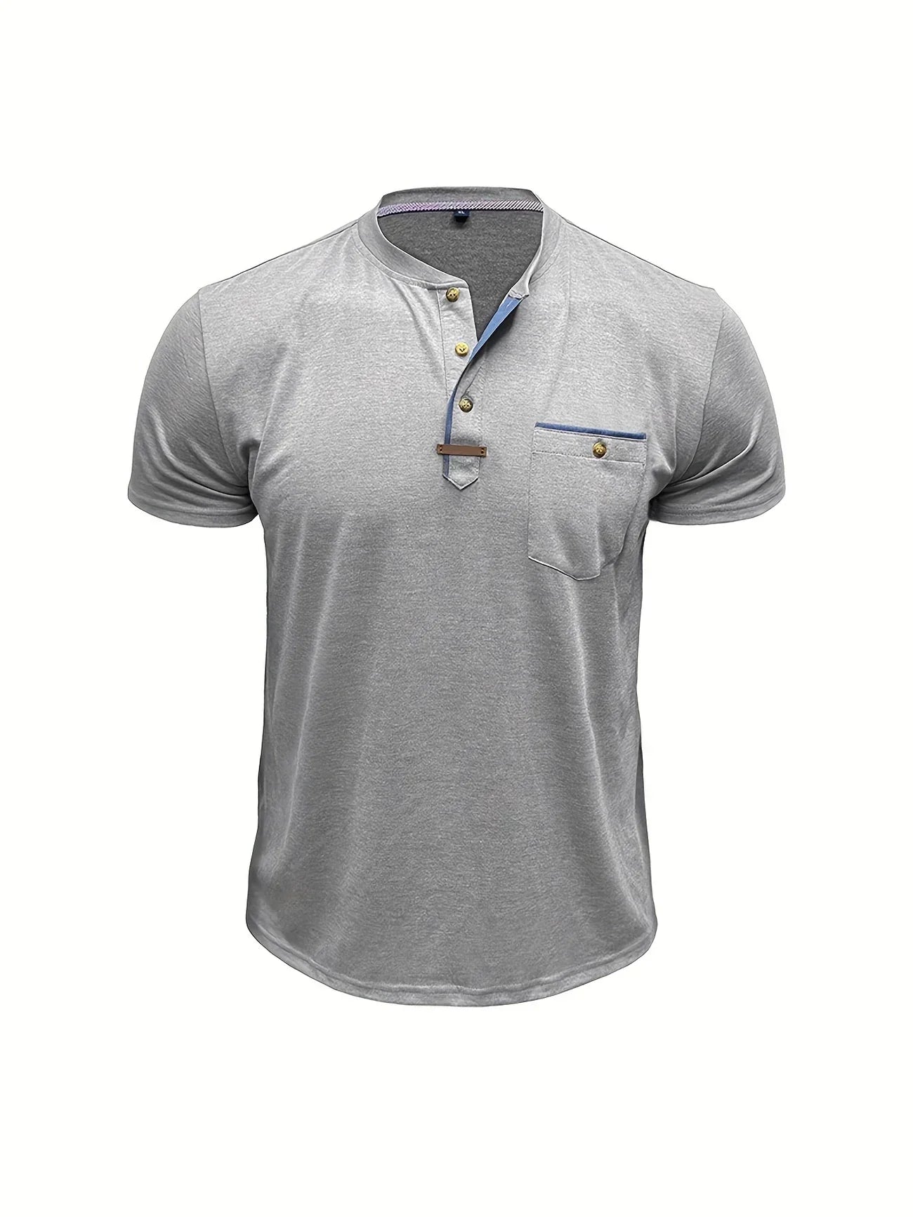 T-shirt elegante con colletto rotondo e tasca