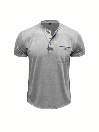 T-shirt elegante con colletto rotondo e tasca