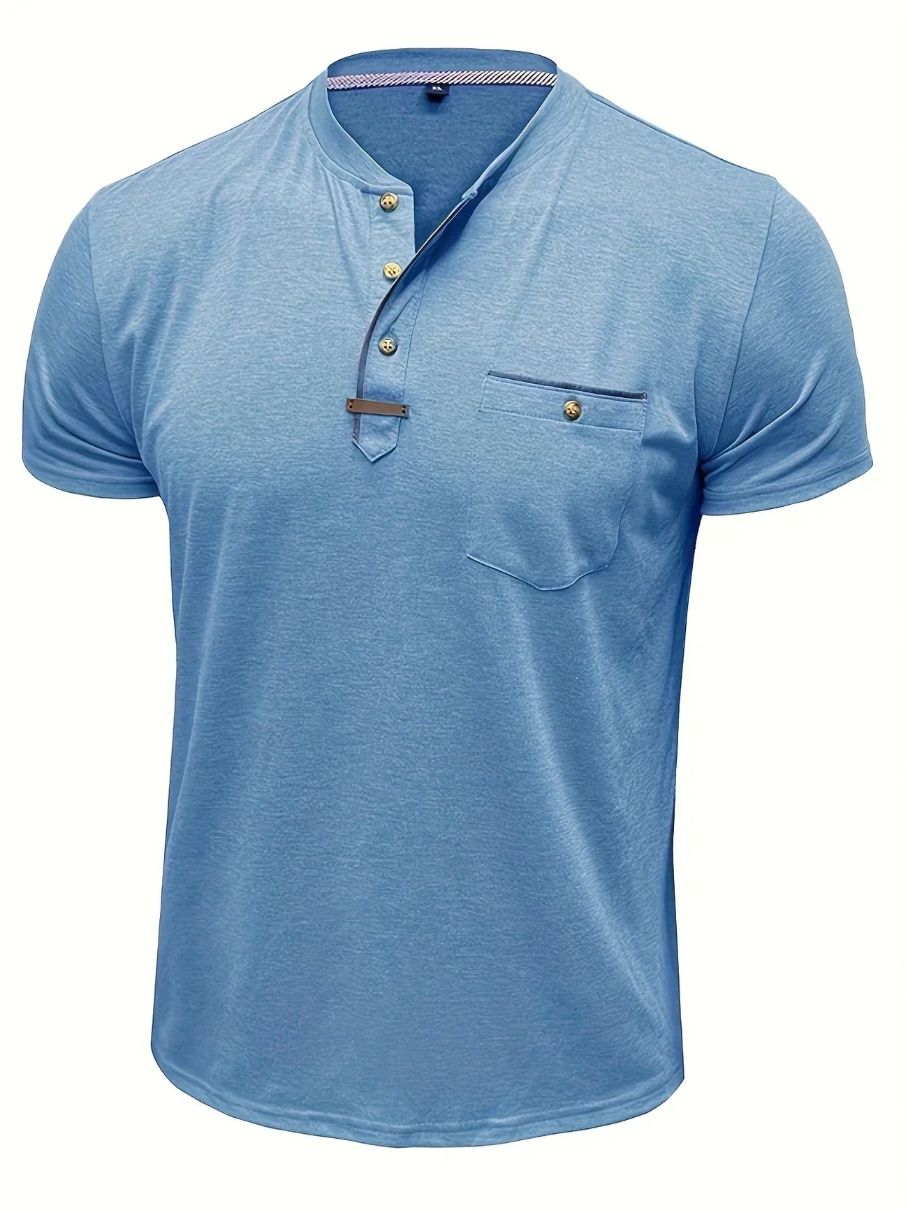 T-shirt elegante con colletto rotondo e tasca