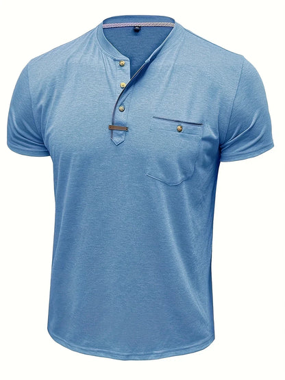 T-shirt elegante con colletto rotondo e tasca