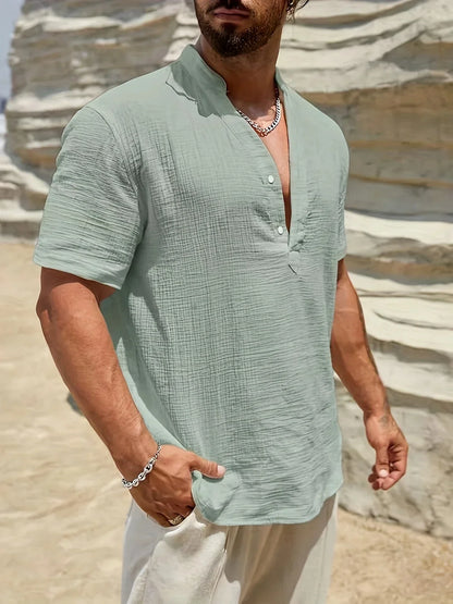 Camicia estiva elegante con collo alto