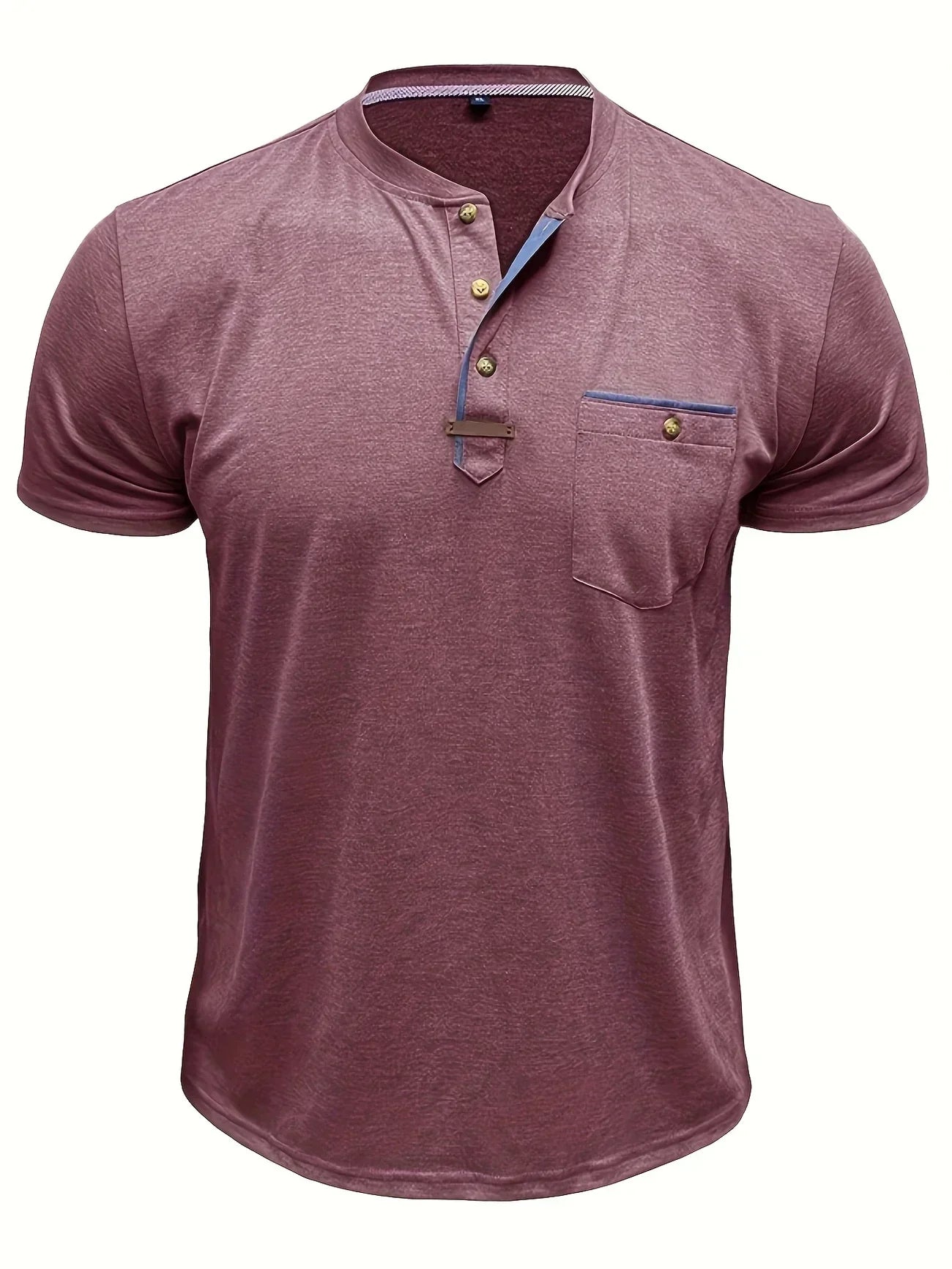 T-shirt elegante con colletto rotondo e tasca