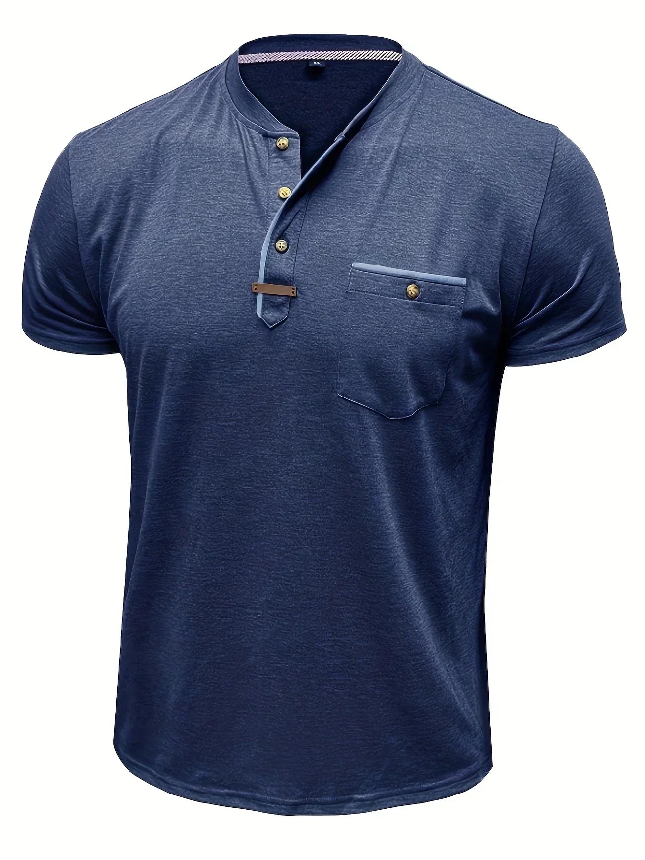 T-shirt elegante con colletto rotondo e tasca