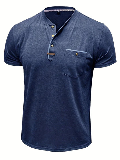 T-shirt elegante con colletto rotondo e tasca