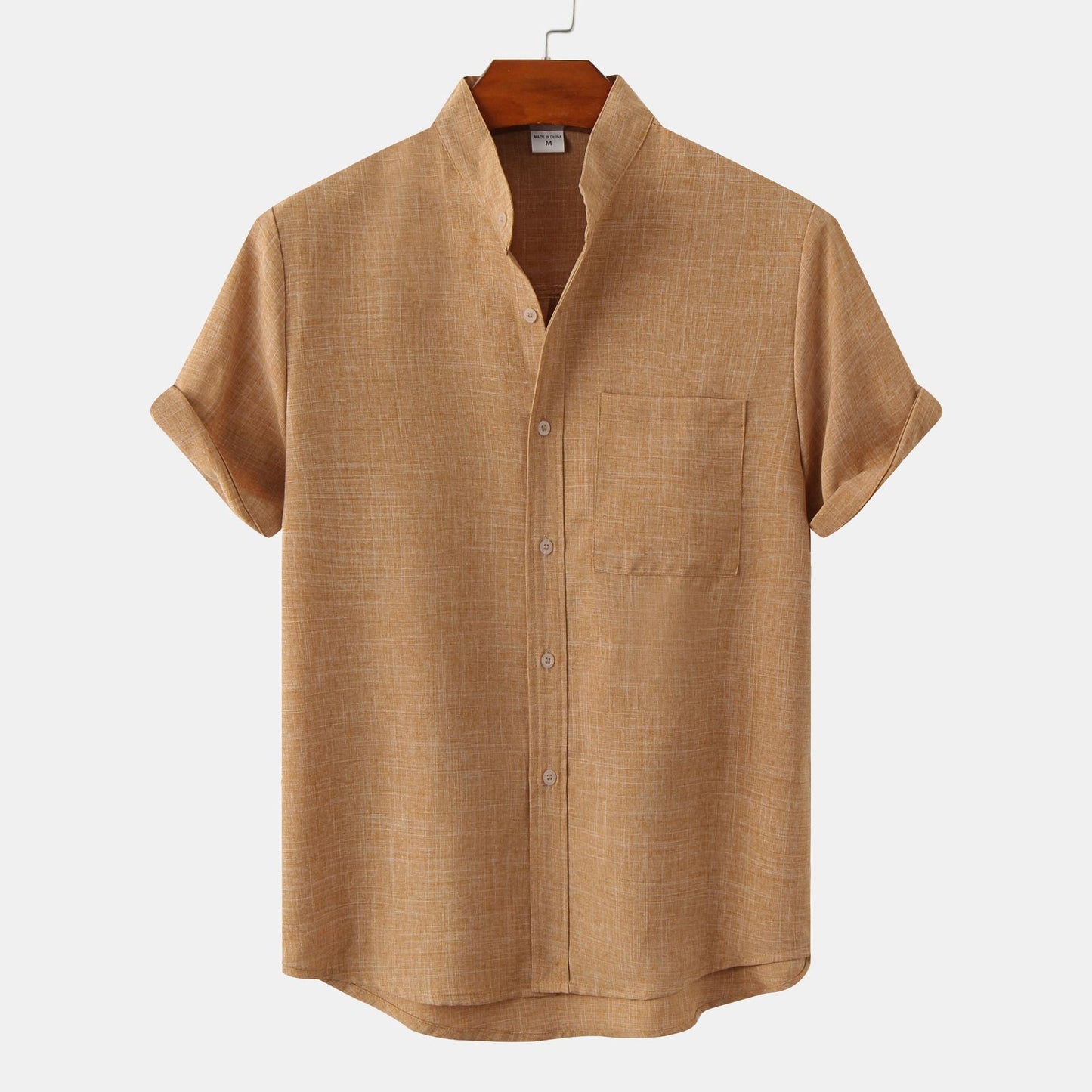 Camicia in cotone unita con bottoni.