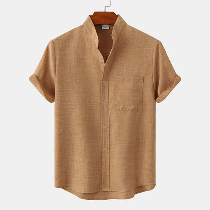 Camicia in cotone unita con bottoni.