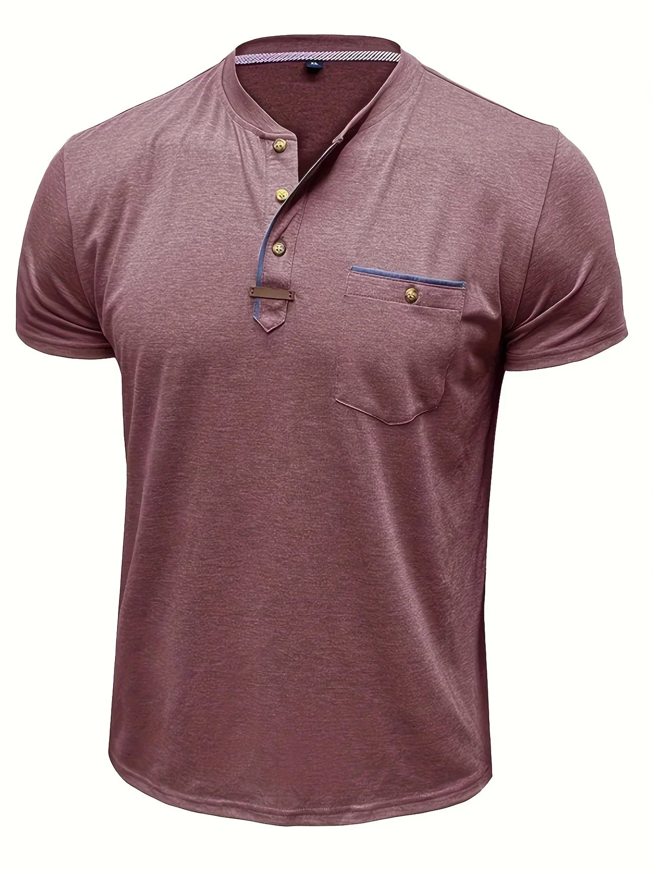 T-shirt elegante con colletto rotondo e tasca