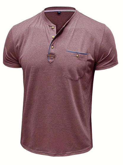 T-shirt elegante con colletto rotondo e tasca