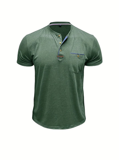 T-shirt elegante con colletto rotondo e tasca