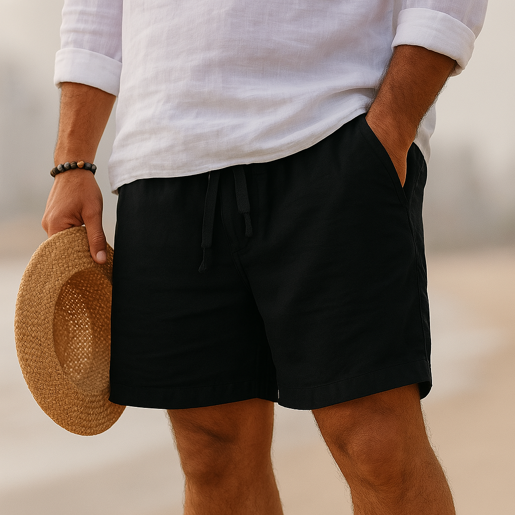 Pantaloni corti eleganti in lino con vita elastica