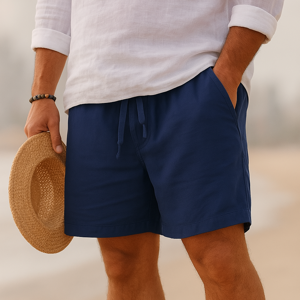 Pantaloni corti eleganti in lino con vita elastica
