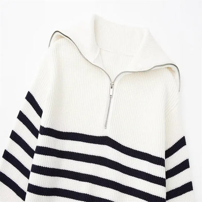 Maglione a righe con zip