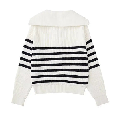 Maglione a righe con zip