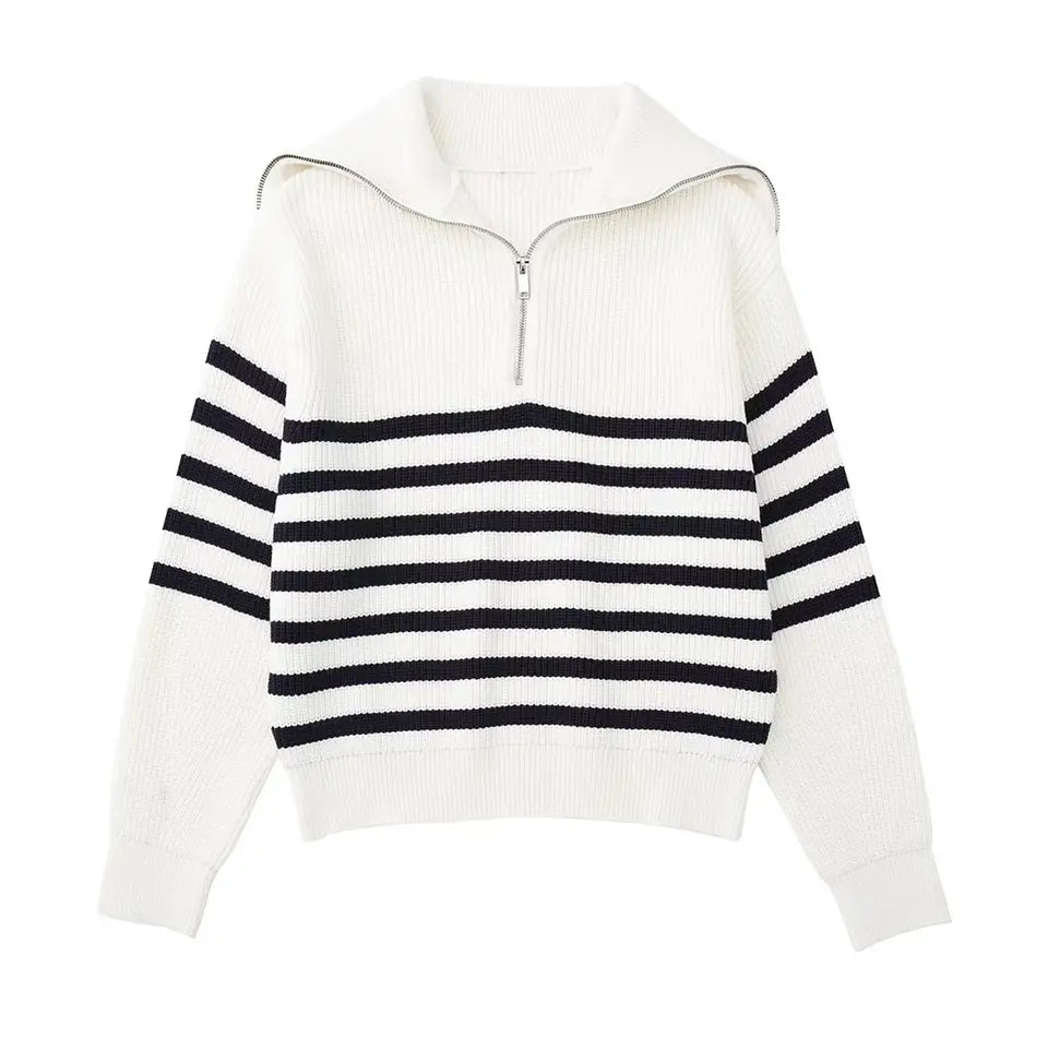 Maglione a righe con zip