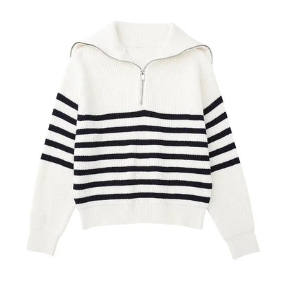 Maglione a righe con zip
