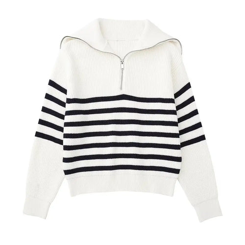 Maglione a righe con zip
